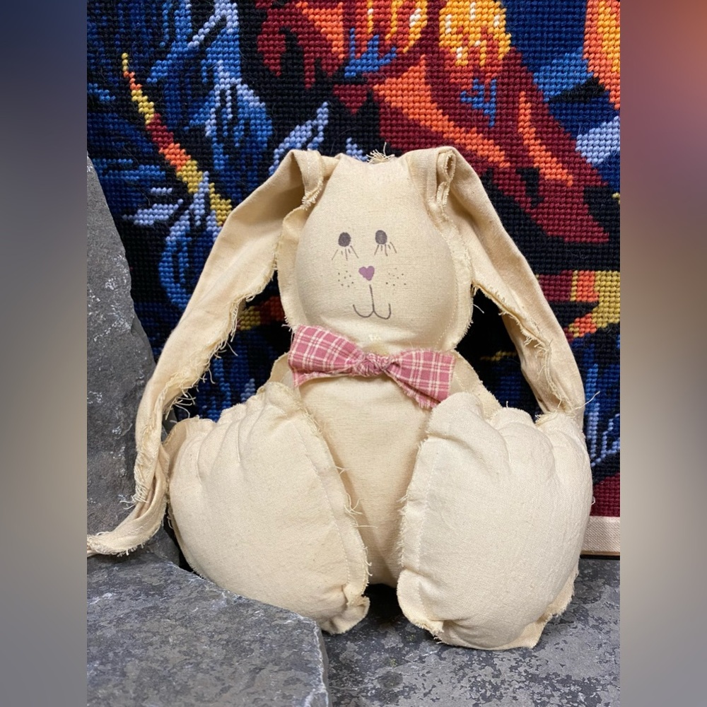 Handsewn Fabric Bunny Rabbit. - Picture 2 of 6